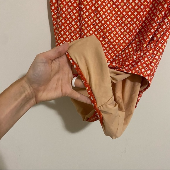 J. Crew Red Patterned One Piece Swimsuit size 16 - Picture 4 of 8